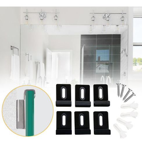 6x Clips De Espejo De Metal Con Tornillos Para Exhibiciones