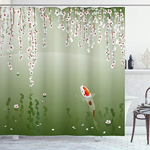 Cortinas De Baño Cortina De Ducha Con Diseño De Peces De Koi