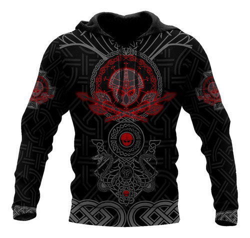 Sudadera Con Capucha Vikingo The Red Love Viking Warrior Tat