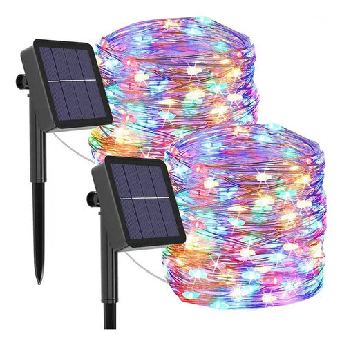 Mafiti Paquete De 2 Tiras De Luces Solares De Colores Para E