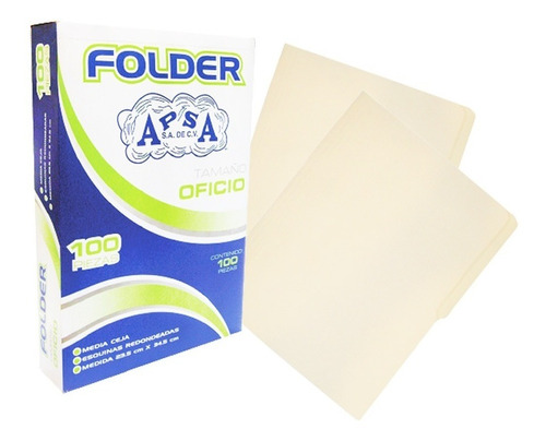 Folder Crema T/oficio Caja 500 Pzas. Marca Apsa Envío Gratis