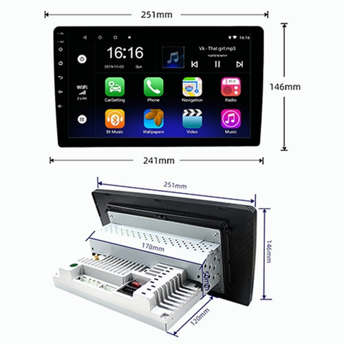 Imagen 6 de 10 de Estéreo Para Auto 1din Wifi Gps Android 9.1 De 10 In