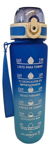 Botella De Agua Motivacional 1lt Boca Ancha Con Canasto