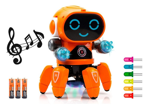 Robot Cangrejo Bailarin Musica Juguete Araña Pulpo Luces Led