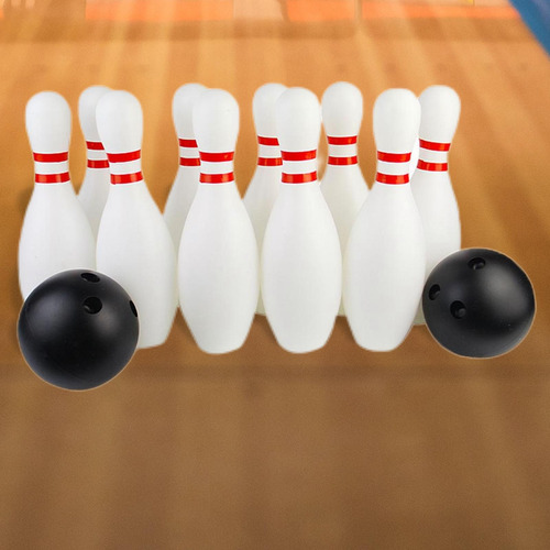 12 Unids Juego De Boliche 10 Pasadores 22cm Blanco + Negro