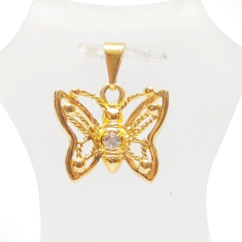 Dije Oro Dorado Laminado 18k Mariposa Piedra Cristal Mujer