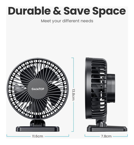 Ventilador De Escritorio Gaiatop 3 Velocidades Mini Negro