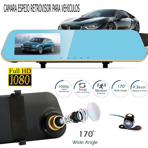 Espejo Retrovisor Con Camara Full Hd 1080p