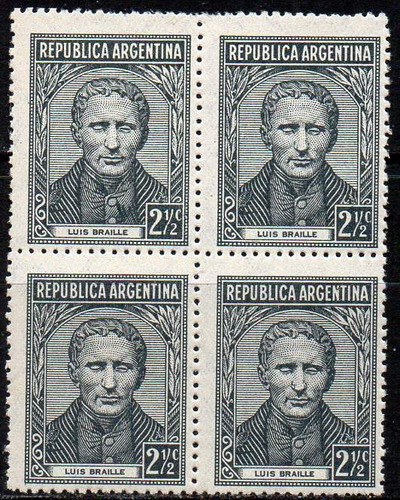 Argentina 1935. 2½c Luis Braille, Chaleco Sombrado, Nuevo