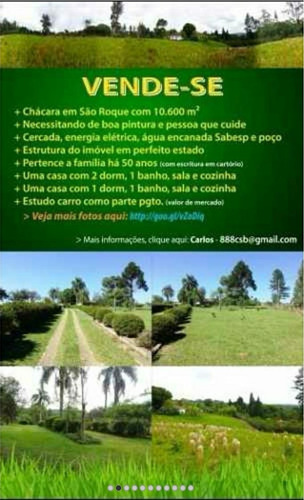 Vendo Chácara Terreno Limpo P/ Plantio Construção De Chalés Ou Centro De Distribuição Com 2 Casas Simples Em São Roque A 3km Estrada Do Vinho E Vinícola Góes Excelente Localização Acesso Fácil Estrada