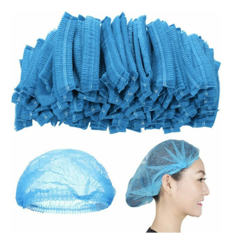 Gorro Desechable Azul Polipropileno 100 Unidades Azul