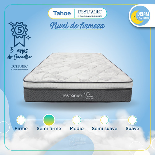 Imagen 7 de 10 de Restonic Tahoe Colchón Individual Confort Espuma Semi Firme