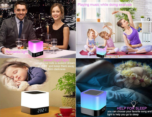 Luces Nocturnas Con Altavoz Bluetooth, Reloj Despertador, Al