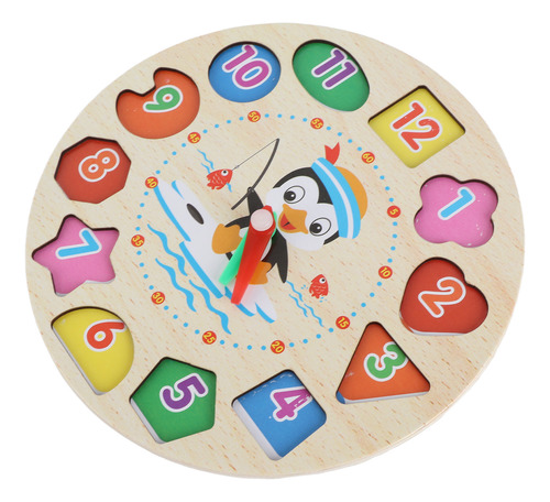 Reloj Didáctico De Madera Con Figuras Educativas Para Niños