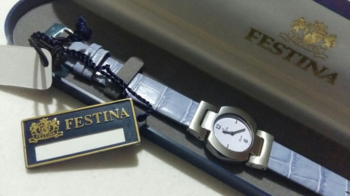 Lindo Relógio De Pulso Festina,pulseira De Couro, Fem,cx Aço