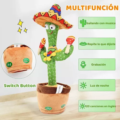 Kit 3 Pzs Cactus Bailarin Recargable Imita Canta Español /e