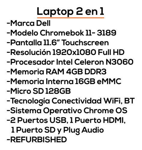 Laptop Chromebook Dell 11 3189 4gb 16gb 128gb Touch Bagc