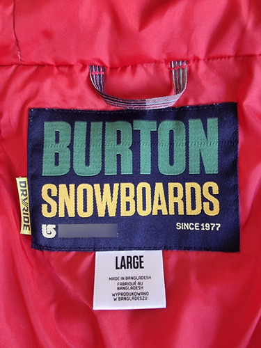Campera Burton Dryride Snowboard Ski Large / Palermo 