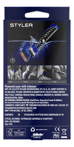 Trimmer Gillette Proglide Styler Impermeable Con Recortador