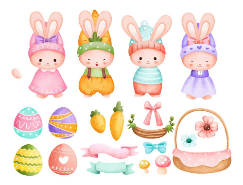 Clipart Conejos De Pascua Acuarela 2