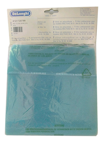 Filtro Espuma Azul Para Aspirador Delonghi Mc31 5315