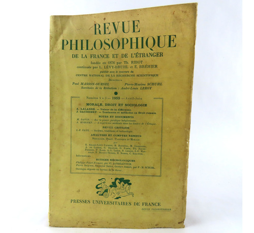 L1547 Revue Philosophique De La France Et De L'etranger 1955