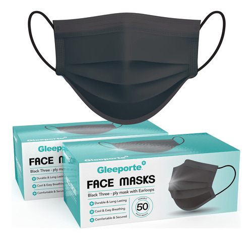 Mscara Facial Desechable Negra De 3 Capas Para Adultos, Cubi