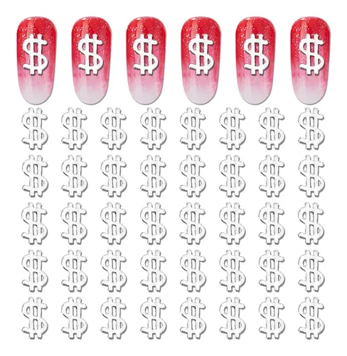 Wokoto 100 Piezas 3d Plata Signo De Dinero Encantos De Uñas 