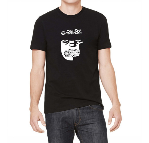 Remera Gorillaz Negra Rock Música Algodón Premium