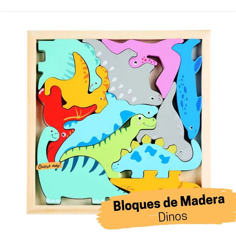 Juego De Encastre Animales En Bloques De Madera Didáctico