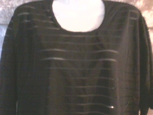 Remera O Blusa Dama Xl  Manga Corta Negra Con Transparencias