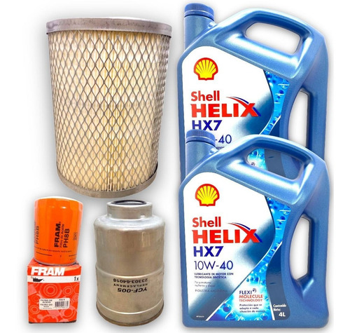 Kit Aceite Shell Hx7 10w40 Y 3 Filtros Toyota Hilux 2.4 2.8 