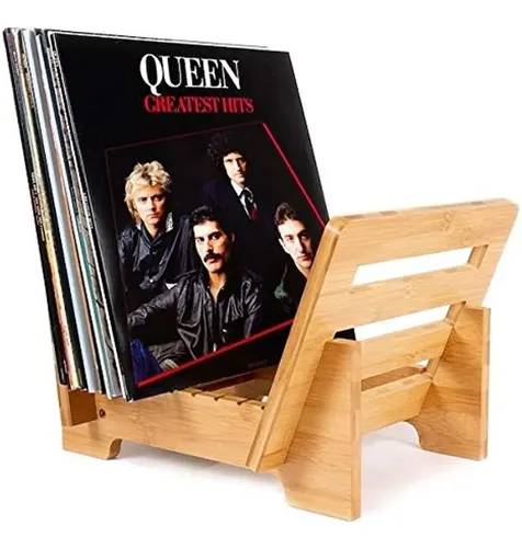 Soporte Para Discos De Vinilo Con Ruedas: Mueble Retro De Madera Y Hierro Para 80 Discos, Con Bolsillo Y Espacio Para Tocadiscos