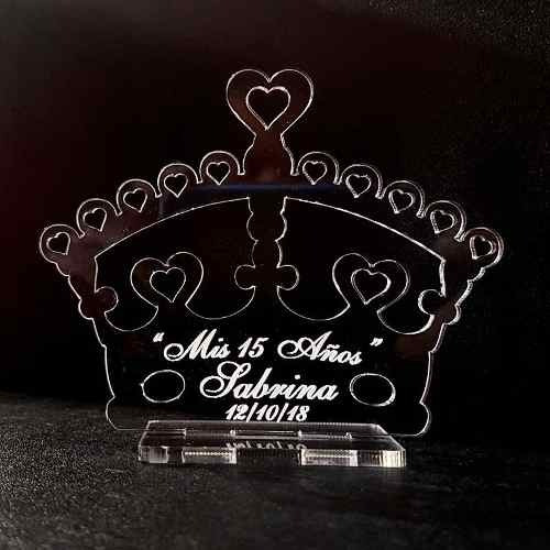 Souvenir Corona Princesa Acrilico 15 Años Grabado Laser