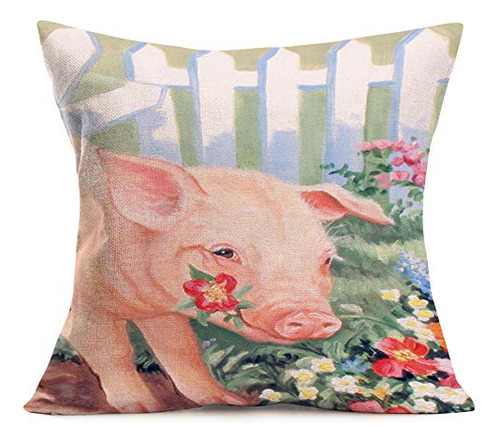 Fundas De Almohada Mascotas Pig Oil Painting Adorable S...