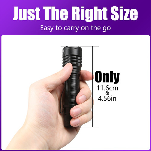 Linterna Led Uv De 395 Nm Con Minilinterna Con Zoom Y Clip P