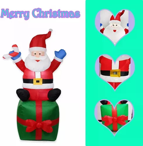 - Papá Noel Inflable Navideño De Juguete De 1,8 M Con Luces