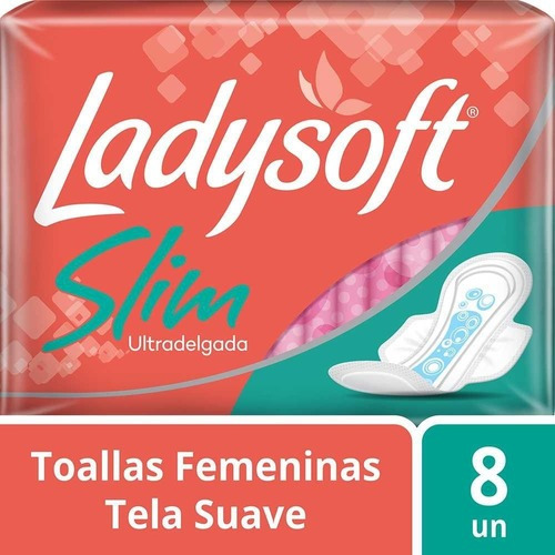 Ladysoft Toallas Femeninas Slim Suave Con Alas 8 Unidades