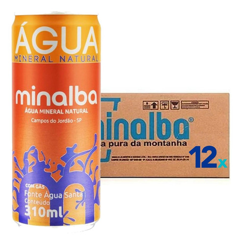 Agua Mineral Com Gás Minalba Lata 310ml 12 Unidades