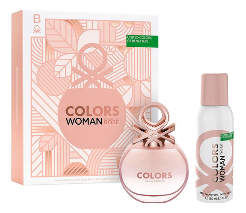 Perfume Mujer Colors Woman Rose Benetton 80ml + Desodorante