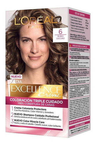 Coloración Excellence L'oréal N°6 Rubio Oscuro (5 Unid)