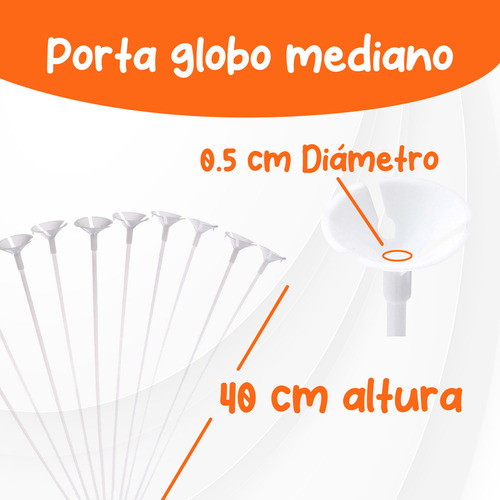 50pcs Porta Globos Paquete Espesar Con 50 Copas y 50 Varas de 40cm soporte base bastones para globos 50 bases y 50 popotes para soportar globos metalicos y latex