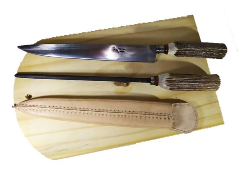 Set Cuchillo H. 18cm. Solingen+chaira + Vaina Cuero + Regalo
