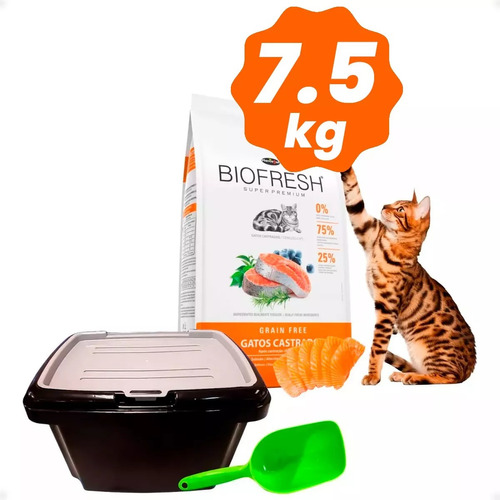 Racion Para Gato Castrado 7.5kg Biofresh + Recipiente Y Pala