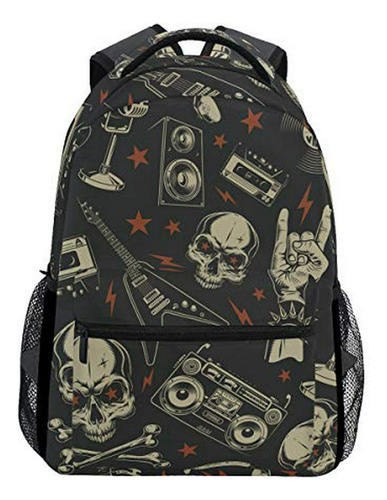 Morral Para Laptop - Alaza Punk Skull Rolk Music & Guitar La