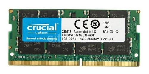 Memória RAM color verde  8GB 1 Crucial CT8G4SFD824A