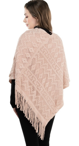 Imagen 2 de 10 de Poncho Capa Tejido Suave Estrech Forro Aborregado Greca.