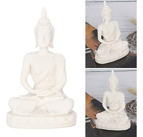 Estatua De Buda Meditación Tallado Decoración Hogar Blanco