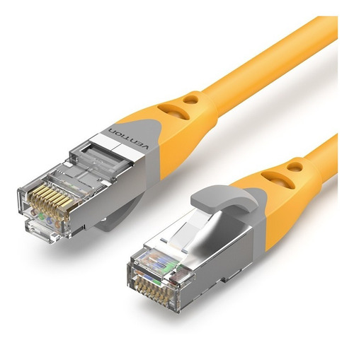 Cable de red Vention Cat6a Certificado - 1 metro Amarillo - Premium Patch cord - Blindado Sstp Rj45 Ethernet servidores 10gbps - 500 Mhz - 100% cobre - IBHYF