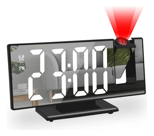 Relógio Digital De Mesa Led Com Projetor No Teto E Alarme